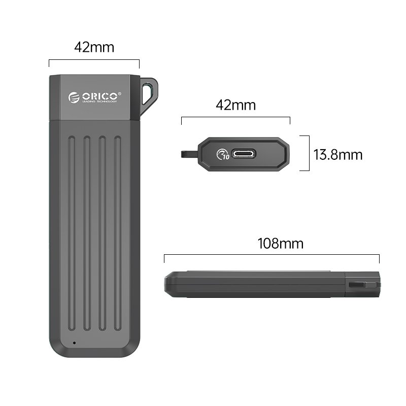 Външна кутия Orico MM2C3-G2-GY Storage Case M.2 NVMe M-key 10 Gbps Space Gray