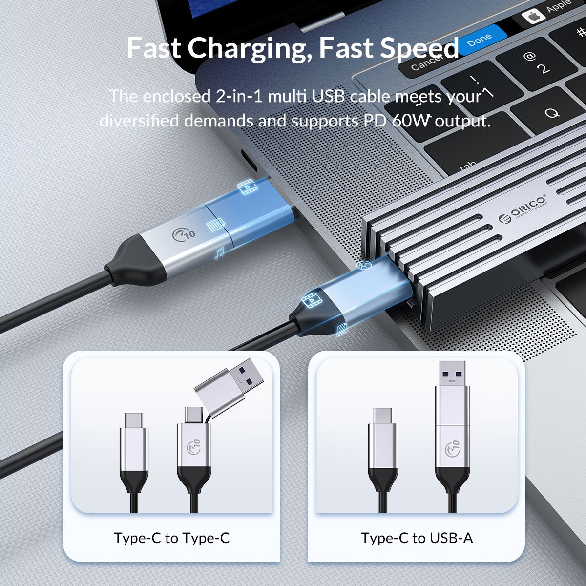 Външна кутия Orico FV35C3-G2-SV Storage Case M.2 NVMe M-key 10 Gbps Aluminum Heatsink Silver