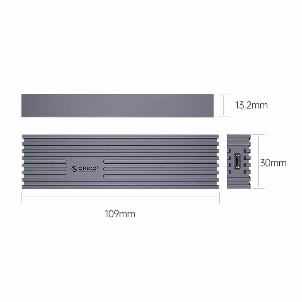Външна кутия Orico FV35C3-G2-GY Storage Case M.2 NVMe M-key 10 Gbps Aluminum Heatsink Gray