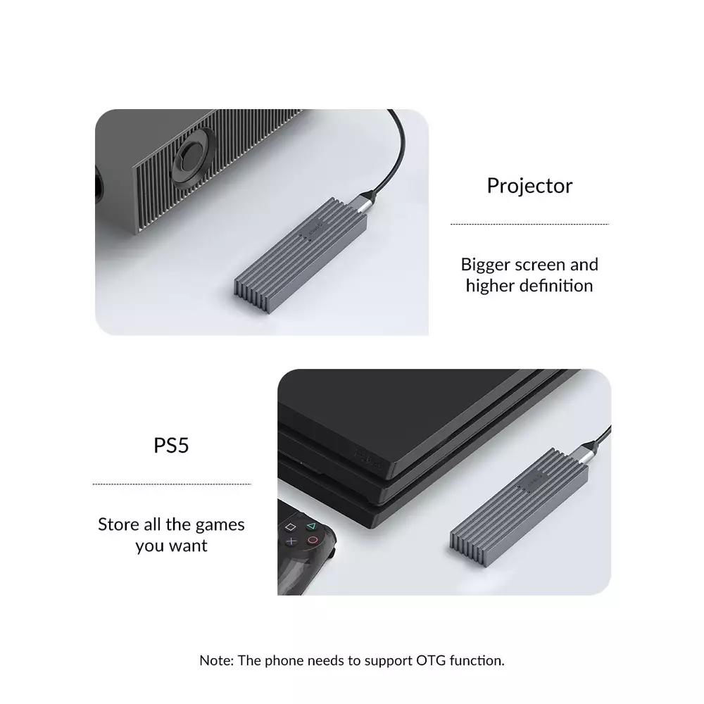 Външна кутия Orico FV35C3-G2-GY Storage Case M.2 NVMe M-key 10 Gbps Aluminum Heatsink Gray