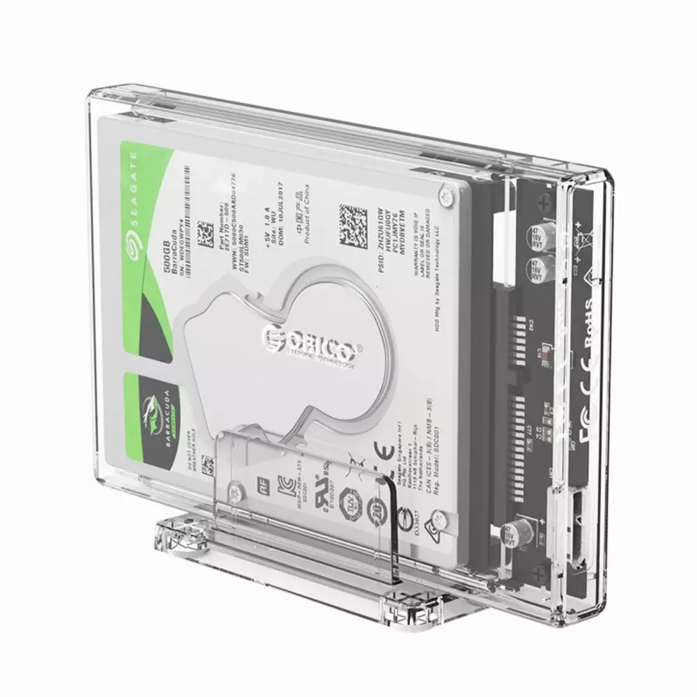Външна кутия Orico 2159U3-CR Storage Case 2.5" USB 3.0 with Stand transparent