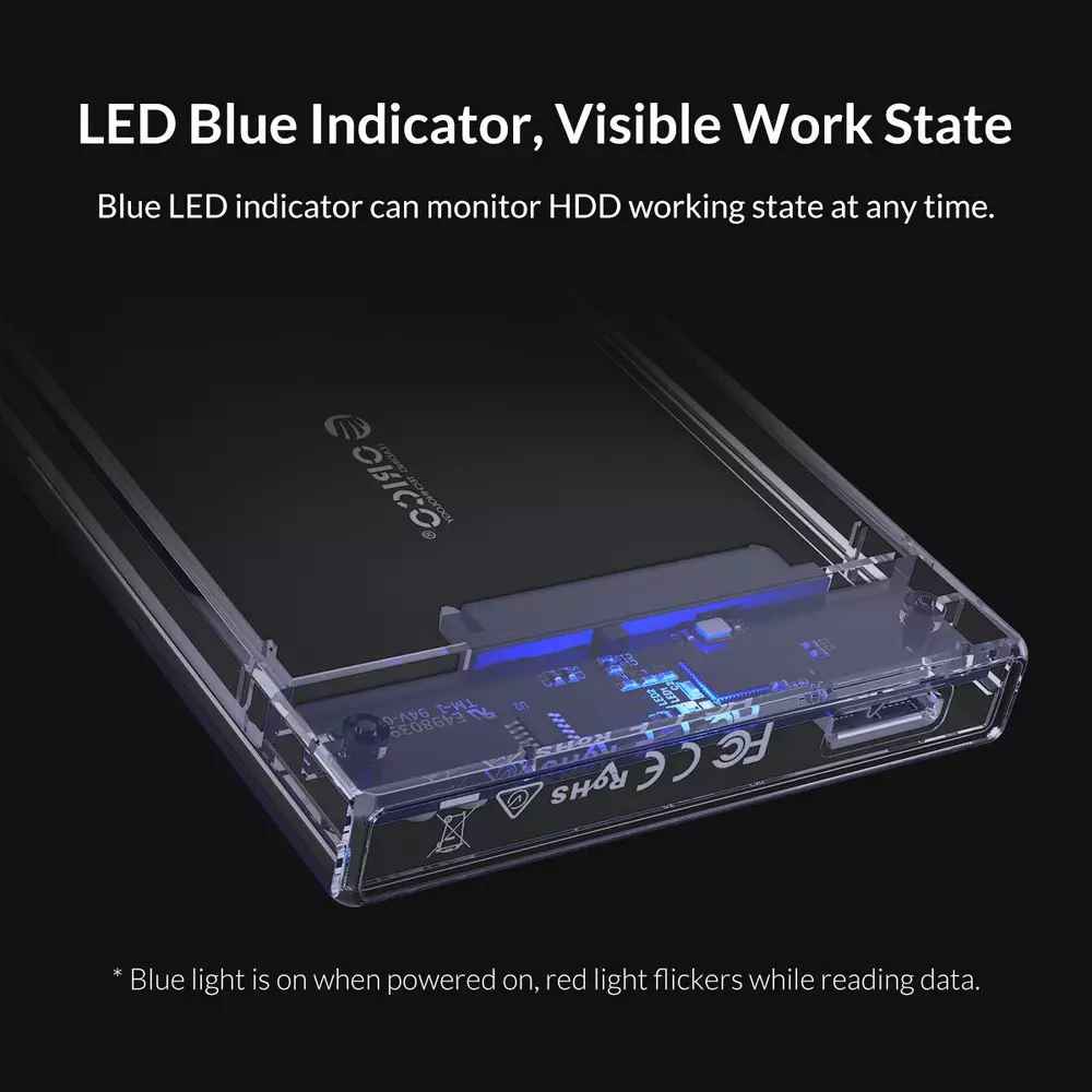 Външна кутия Orico 2159U3-CR Storage Case 2.5" USB 3.0 with Stand transparent