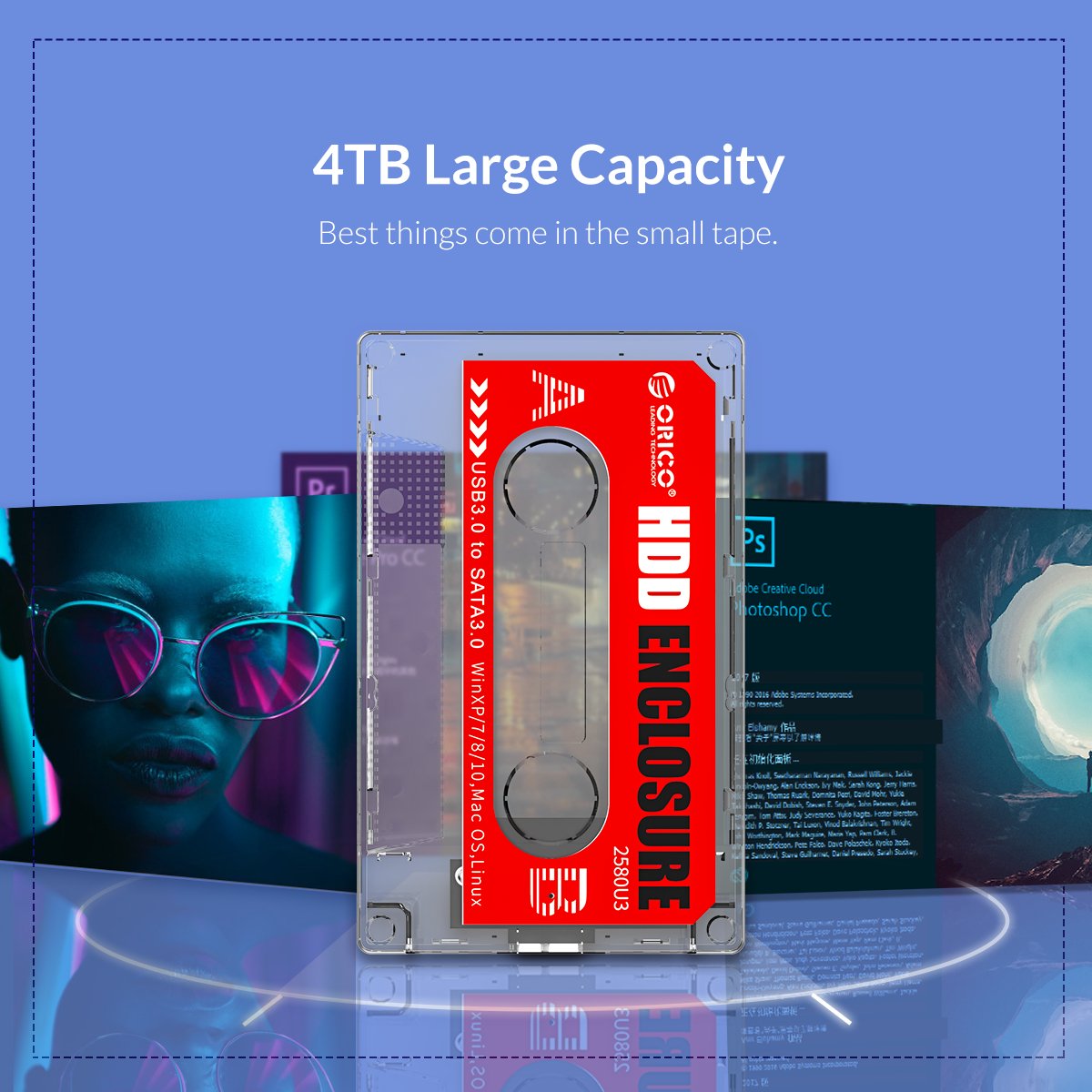 Външна кутия Orico 2580U3-CR Storage Case 2.5" USB 3.0 Retro Look