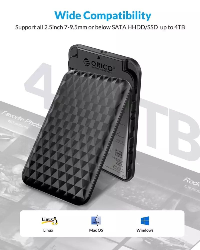 Външна кутия Orico 2520C3-BK Storage Case 2.5" USB Type-C Black 