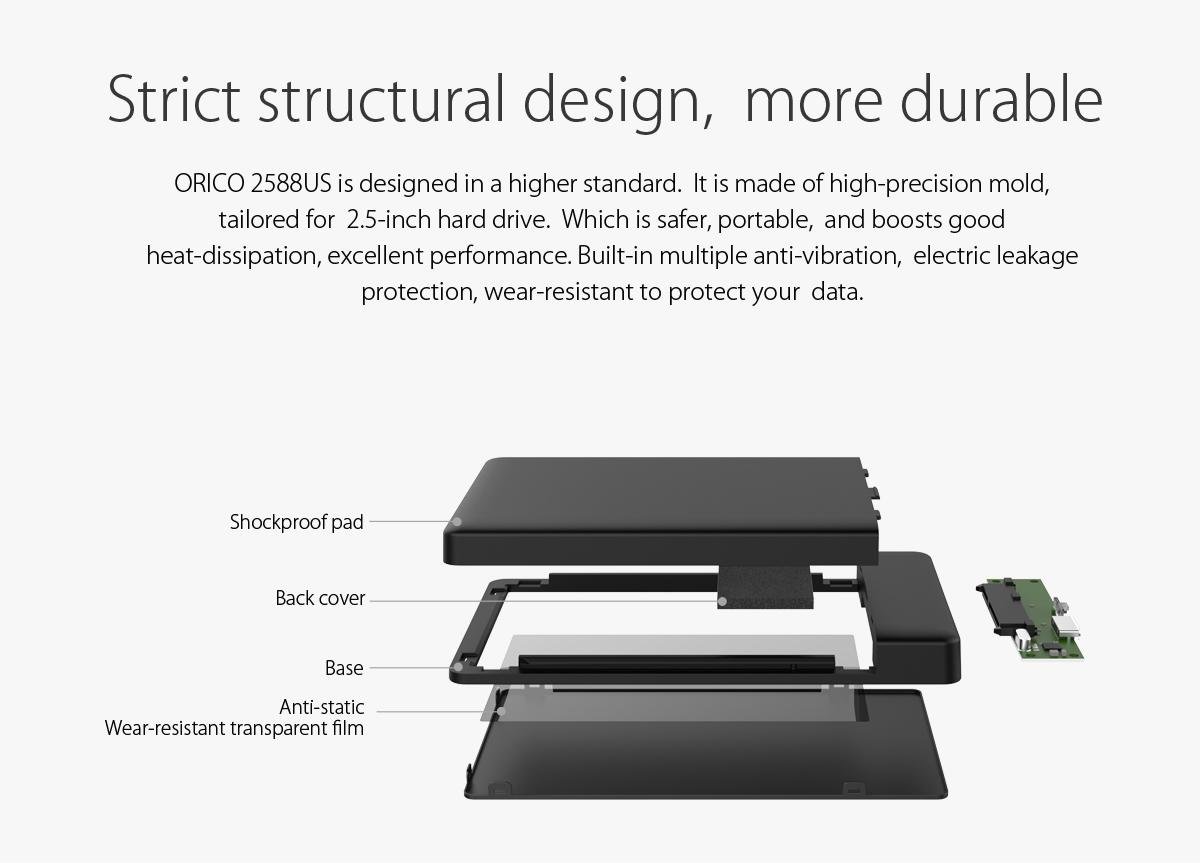 Външна кутия Orico 2588US3-V1-SV Storage Case 2.5" USB 3.0 Silver