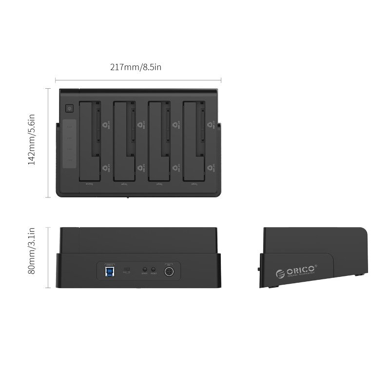 Докинг станция Orico 6648US3-C Storage HDD/SSD Dock/Duplicator 4 x 2.5" and 3.5" USB 3.0 Black