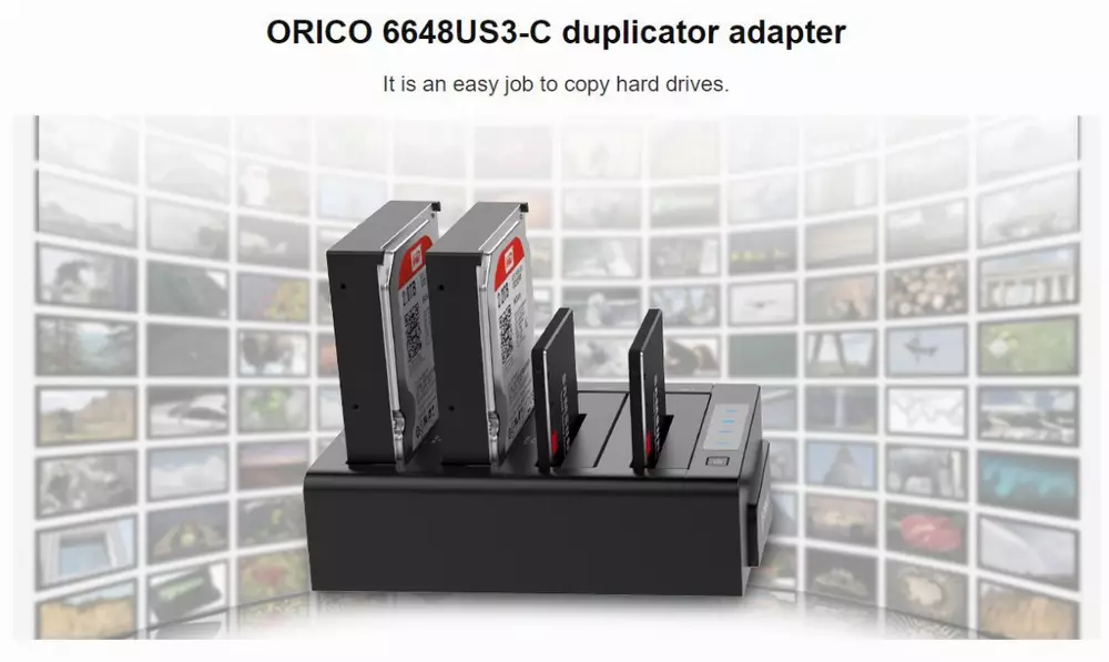 Докинг станция Orico 6648US3-C Storage HDD/SSD Dock/Duplicator 4 x 2.5" and 3.5" USB 3.0 Black