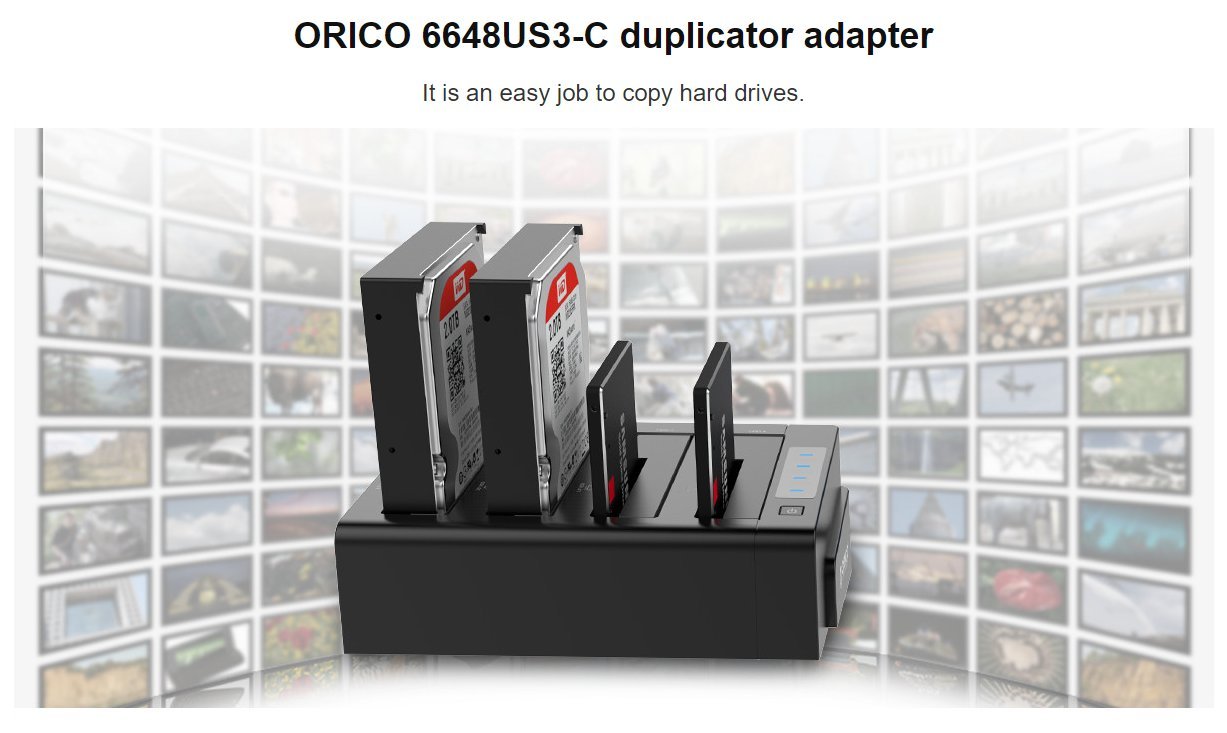 Докинг станция Orico 6648US3-C Storage HDD/SSD Dock/Duplicator 4 x 2.5" and 3.5" USB 3.0 Black