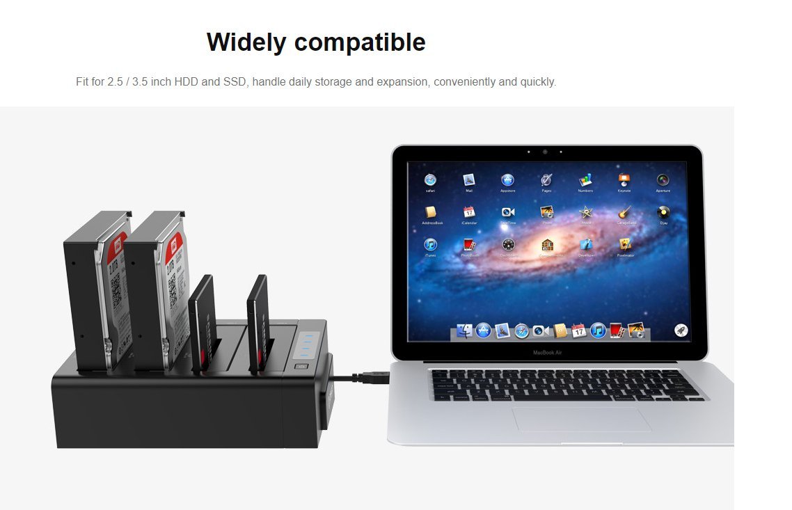 Докинг станция Orico 6648US3-C Storage HDD/SSD Dock/Duplicator 4 x 2.5" and 3.5" USB 3.0 Black