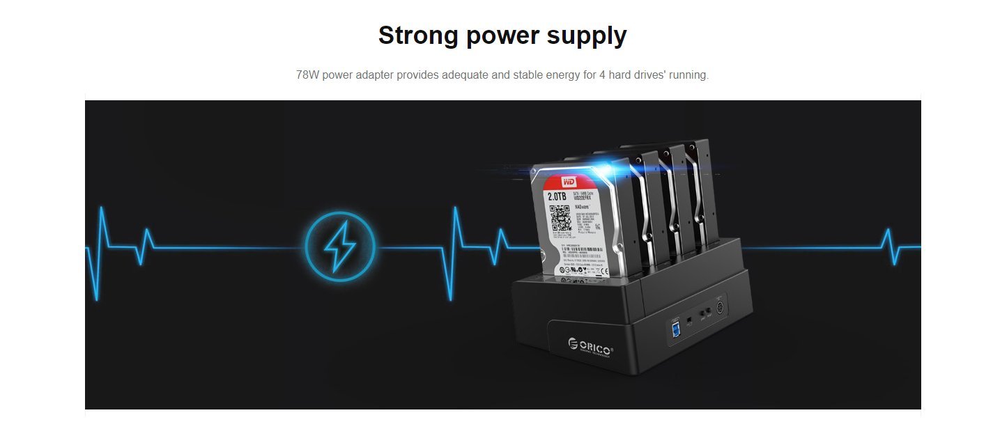 Докинг станция Orico 6648US3-C Storage HDD/SSD Dock/Duplicator 4 x 2.5" and 3.5" USB 3.0 Black
