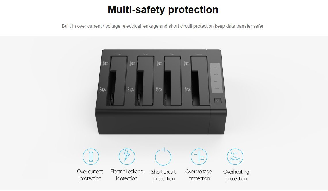 Докинг станция Orico 6648US3-C Storage HDD/SSD Dock/Duplicator 4 x 2.5" and 3.5" USB 3.0 Black