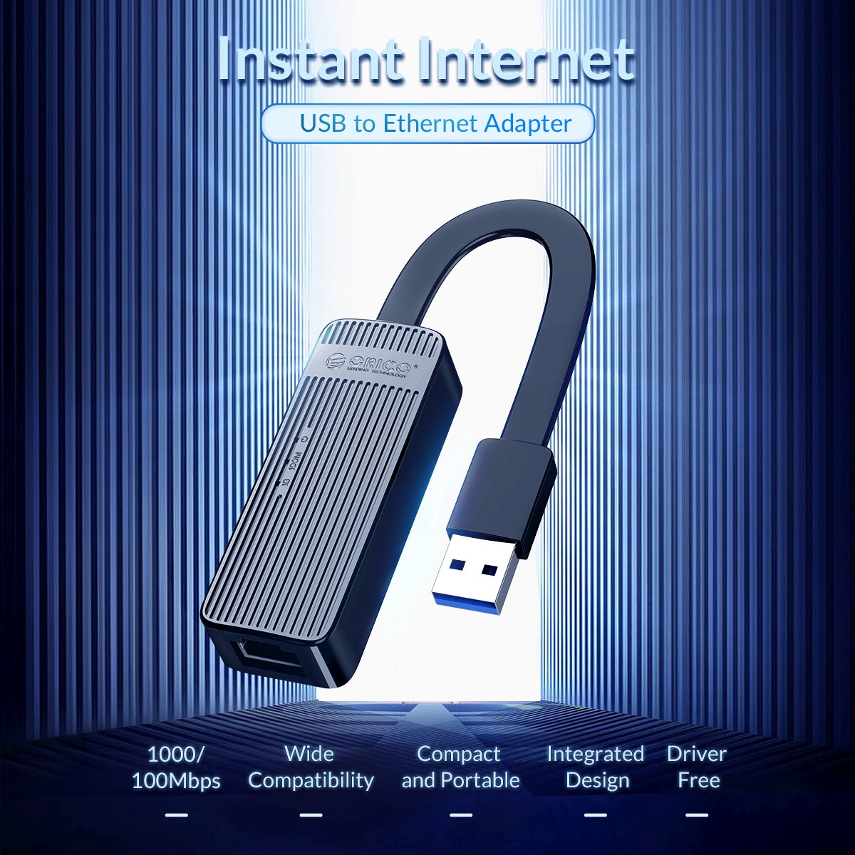 Адаптер Orico UTK-U2 USB to LAN 100Mbps Black 