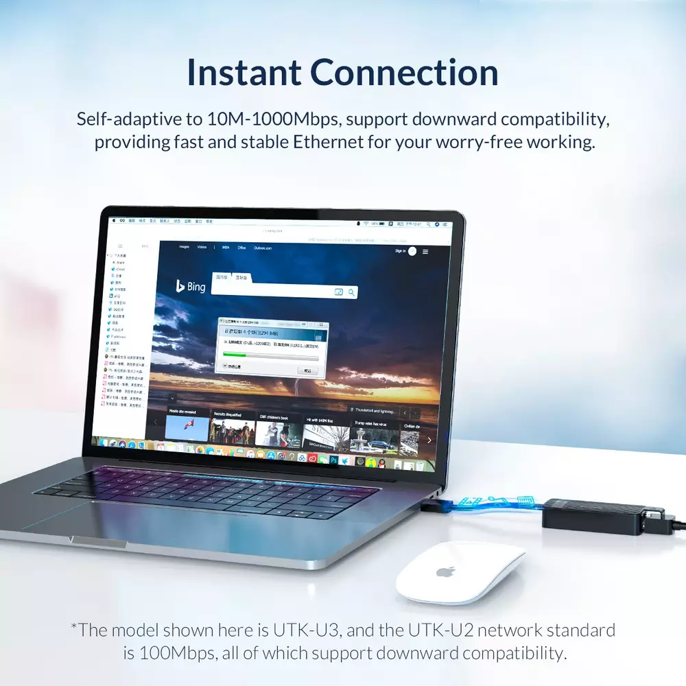 Адаптер Orico UTK-U2 USB to LAN 100Mbps Black 