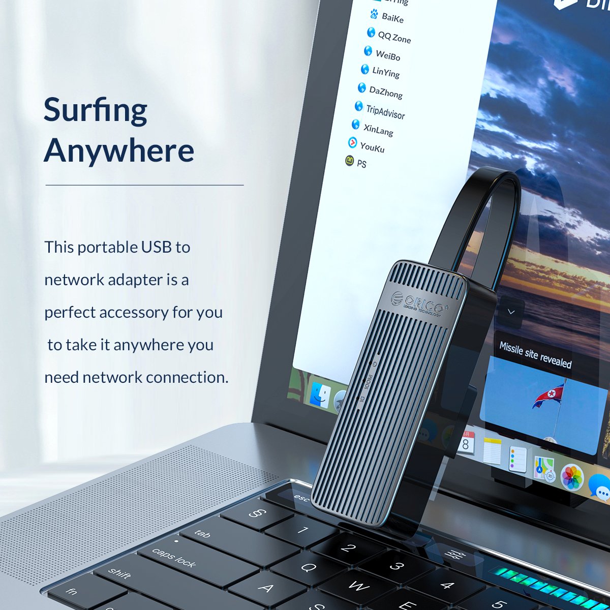 Адаптер Orico UTK-U2 USB to LAN 100Mbps Black 