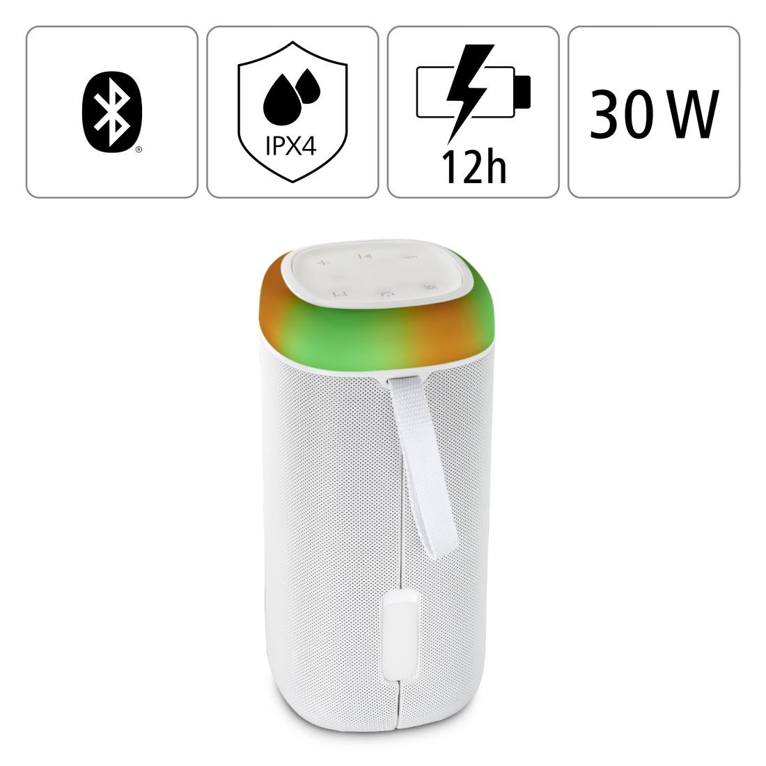 Блутут мобилна колонка HAMA Shine 2.0, 30W, LED, Защита от вода, Бял