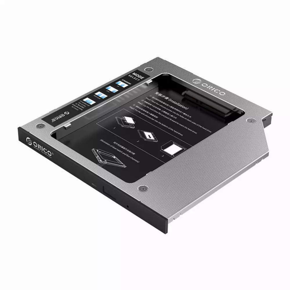 Orico тънко кади за лаптоп Laptop Caddy 9.0-9.5mm SATA3 with LED/switch - M95SS-SV