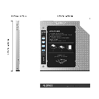 Orico тънко кади за лаптоп Laptop Caddy 9.0-9.5mm SATA3 with LED/switch - M95SS-SV