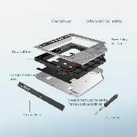 Orico тънко кади за лаптоп Laptop Caddy 9.0-9.5mm SATA3 with LED/switch - M95SS-SV