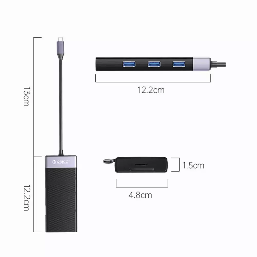 Orico докинг станция Type-C Docking Station Power Distribution 3.0 87W - HDMI, Type-C x 1, USB3.0 x 1, USB 2.0 x 2, LAN, SD, VGA, Audio - MDK-10P-BK