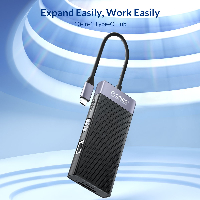 Orico докинг станция Type-C Docking Station Power Distribution 3.0 87W - HDMI, Type-C x 1, USB3.0 x 1, USB 2.0 x 2, LAN, SD, VGA, Audio - MDK-10P-BK