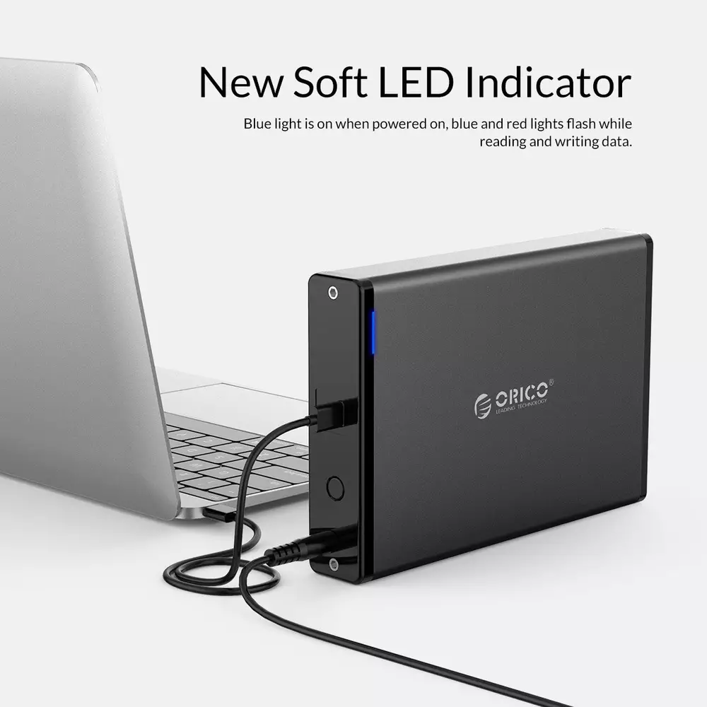 Външна кутия Orico 7688C3-BK Storage Case 3.5" Vertical USB 3.1 Type-C Power Adapter Black