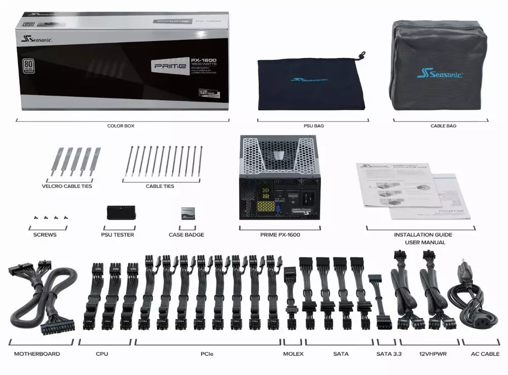 Захранване Seasonic PRIME PX-1600 (1600W) 80 Plus Platinum PCIe Gen 5 PSU - SSR-1600PD