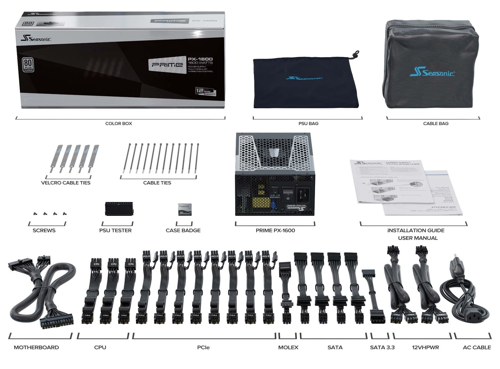 Захранване Seasonic PRIME PX-1600 (1600W) 80 Plus Platinum PCIe Gen 5 PSU - SSR-1600PD