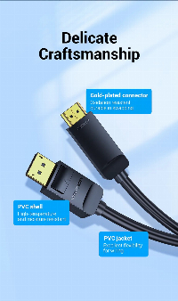 Vention кабел Cable DisplayPort to HDMI 1.5m - 4K, Gold Plated - HAGBG