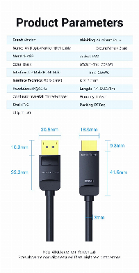 Vention кабел Cable DisplayPort to HDMI 1.5m - 4K, Gold Plated - HAGBG