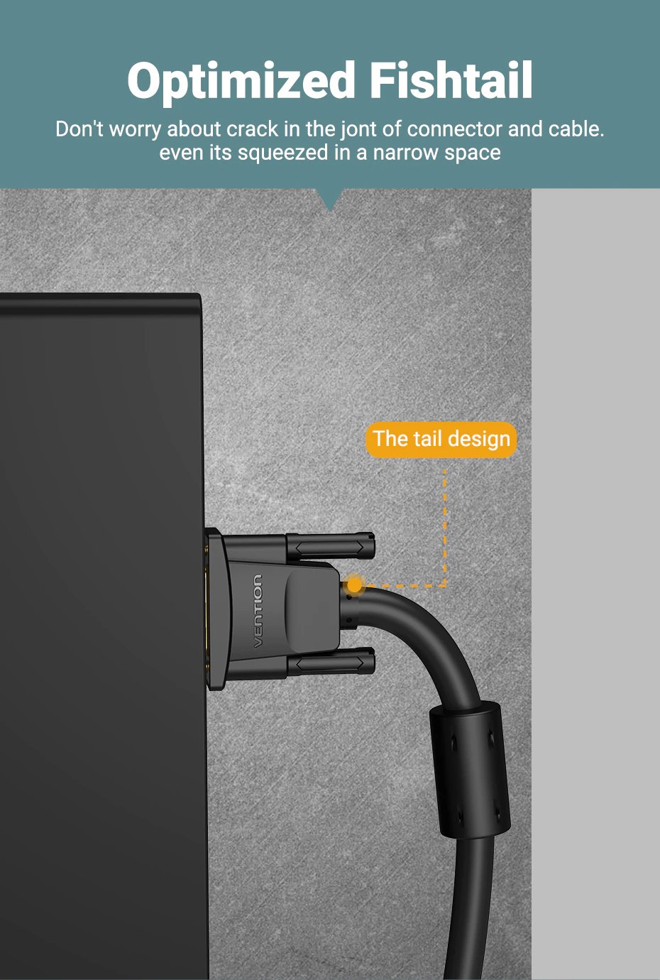 Vention Кабел за монитор Cable VGA HD15 M / M 2.0m Gold Plated, 2 Ferrites - DAEBH
