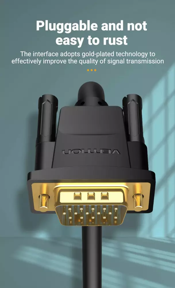 Vention Кабел за монитор Cable VGA HD15 M / M 2.0m Gold Plated, 2 Ferrites - DAEBH