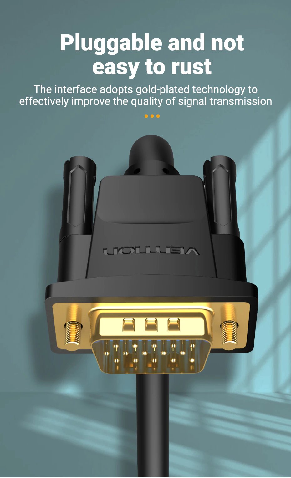Vention Кабел за монитор Cable VGA HD15 M / M 2.0m Gold Plated, 2 Ferrites - DAEBH