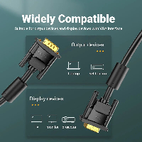 Vention Кабел за монитор Cable VGA HD15 M / M 1.0m Gold Plated, 2 Ferrites - DAEBF