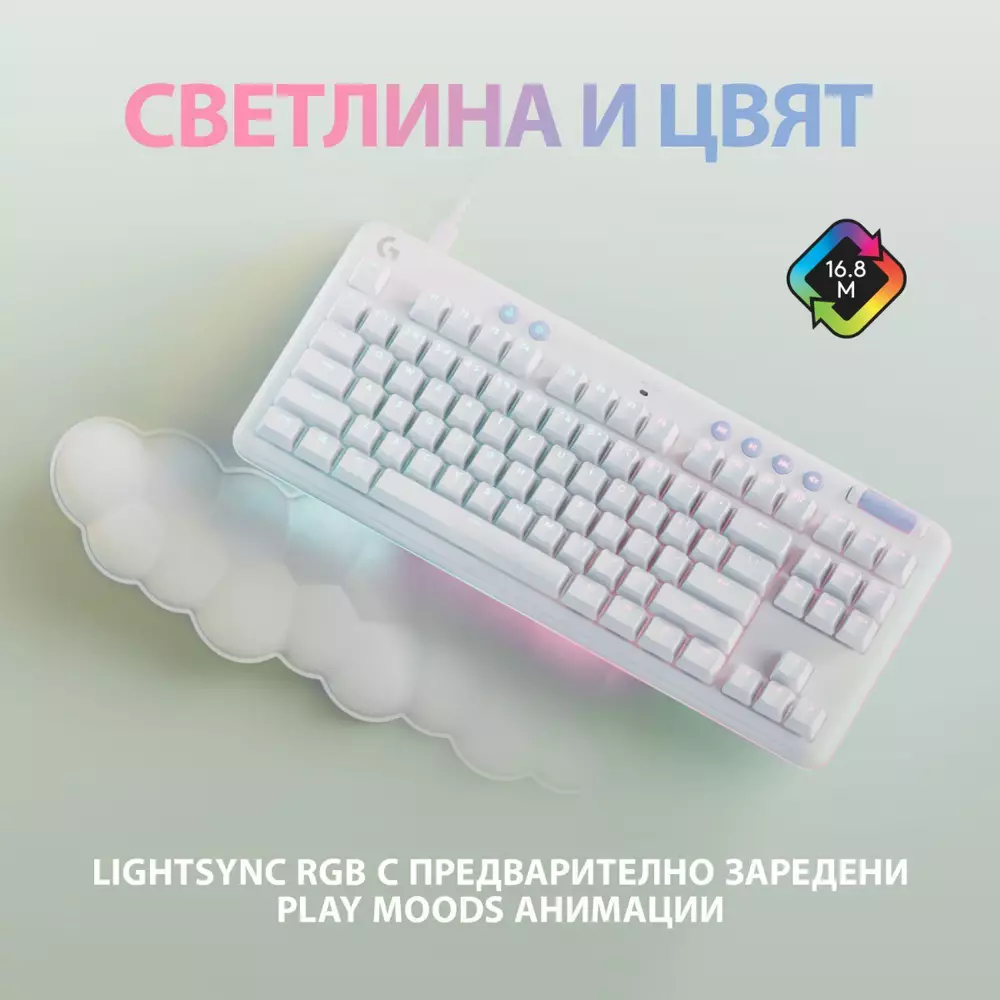 Геймърска механична клавиатура Logitech G G713 TKL Tactile RGB US Layout White - 920-010422