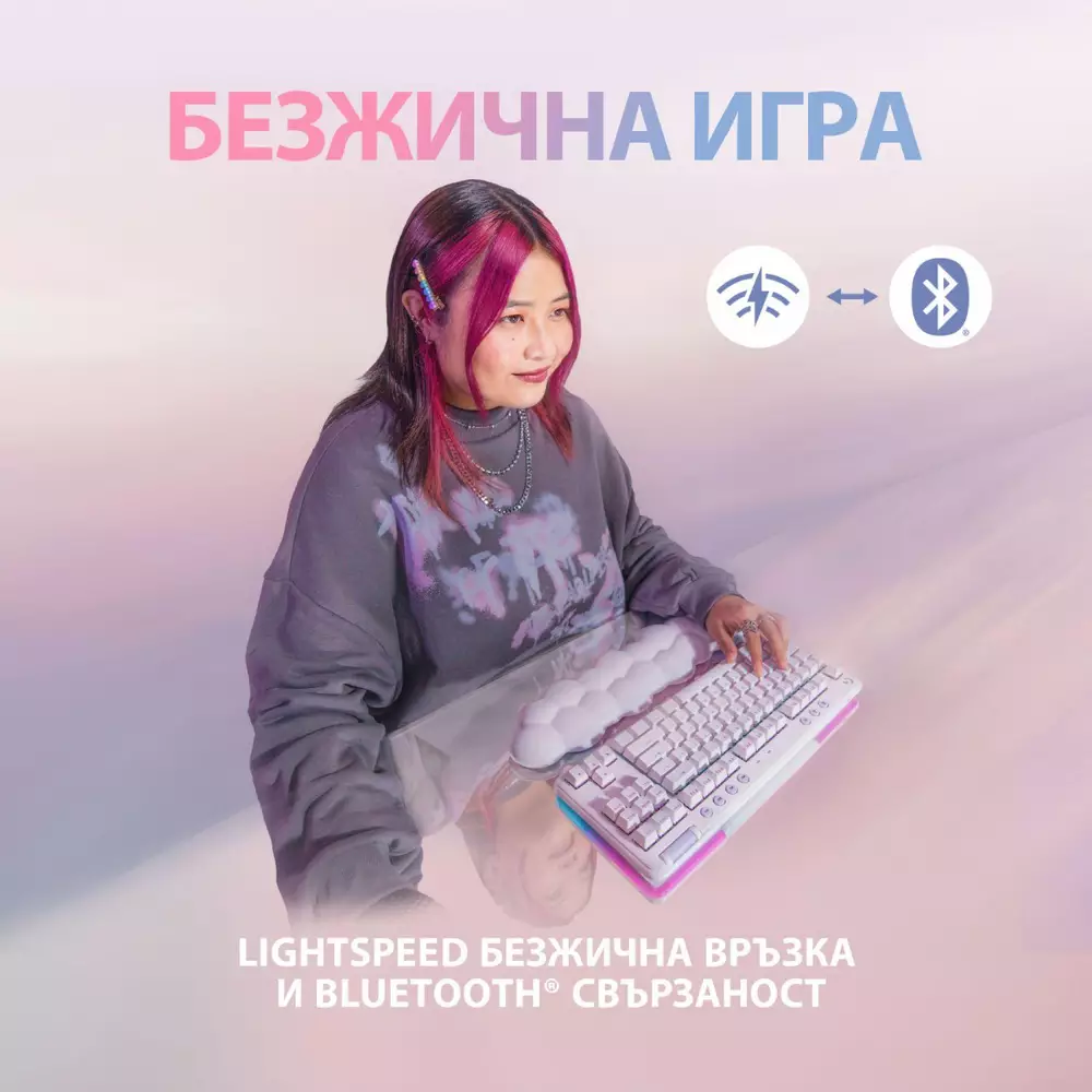 Геймърска механична клавиатура Logitech G G715 TKL Wireless Linear RGB US Layout White - 
