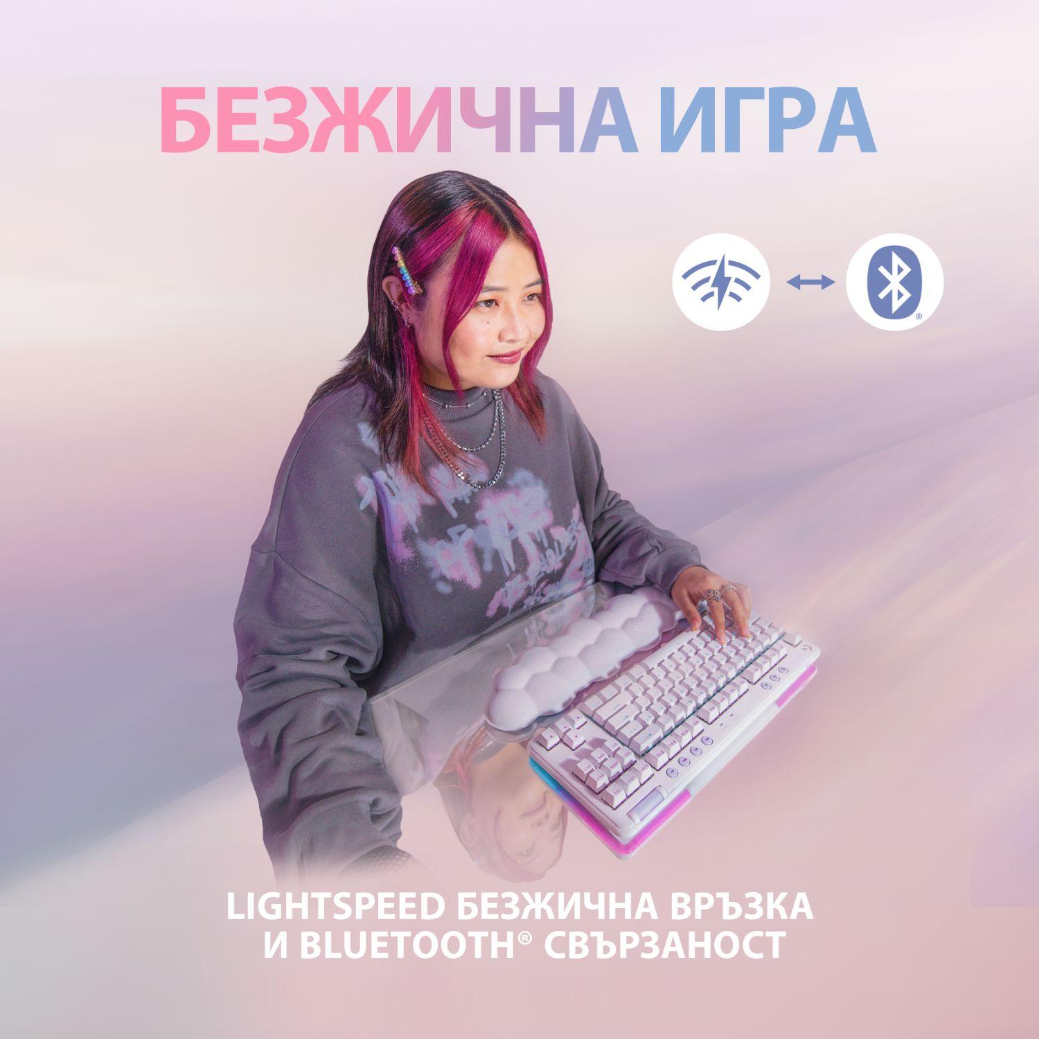 Геймърска механична клавиатура Logitech G G715 TKL Wireless Linear RGB US Layout White - 