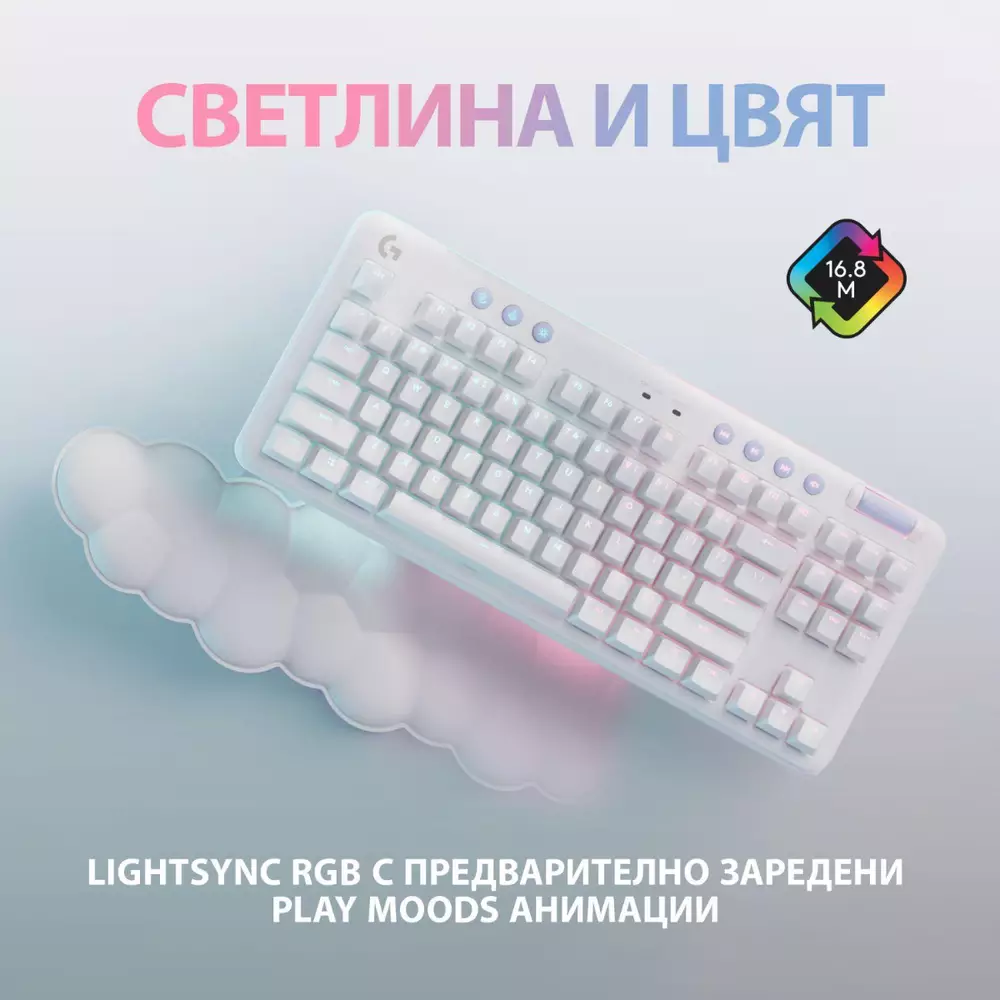 Геймърска механична клавиатура Logitech G G715 TKL Wireless Linear RGB US Layout White - 