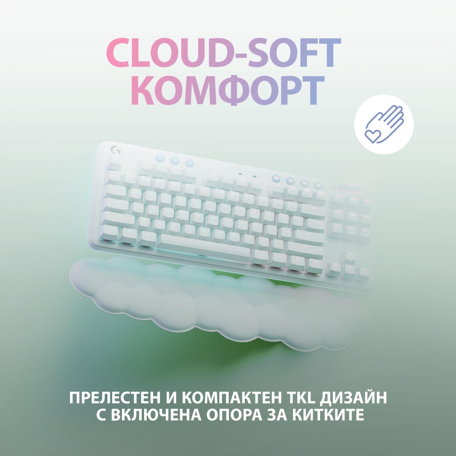 Геймърска механична клавиатура Logitech G G715 TKL Wireless Tactile RGB US Layout White - 920-010465