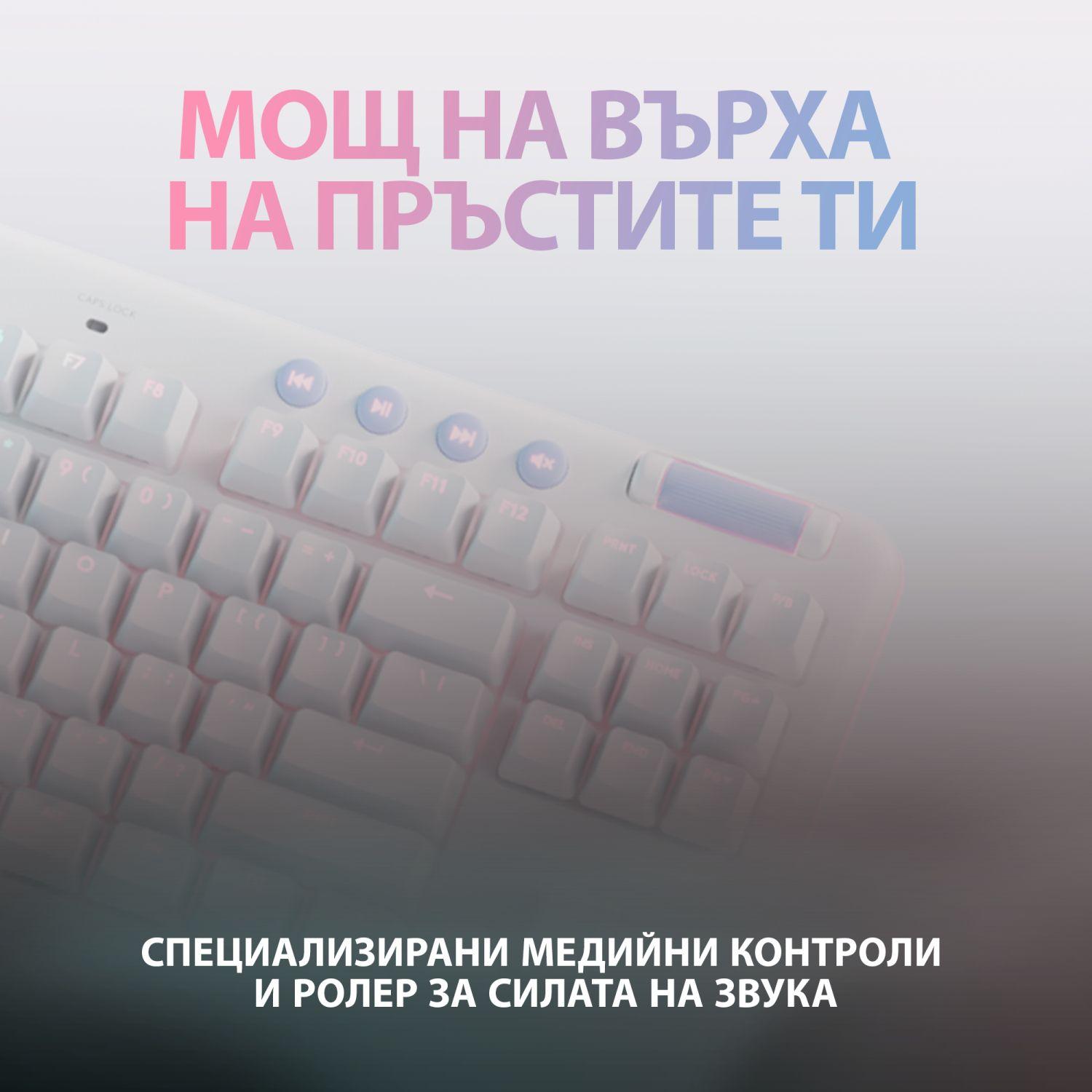 Геймърска механична клавиатура Logitech G G715 TKL Wireless Tactile RGB US Layout White - 920-010465