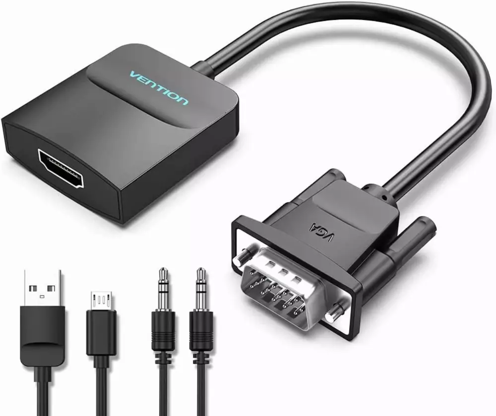 Vention адаптер Adapter VGA to HDMI with sound - Active converter with AUX-in and Micro USB power - ACNBB