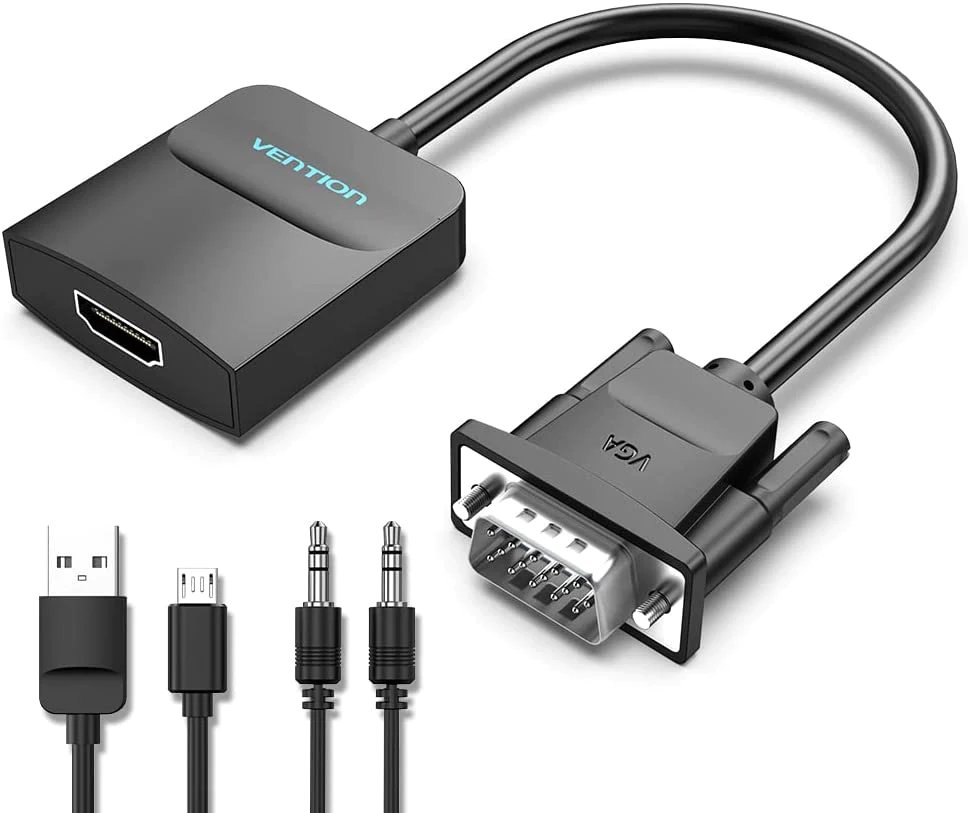Adaptador Vention Adapter VGA to HDMI with sound - Active converter with AUX-in and Micro USB power - ACNBB
