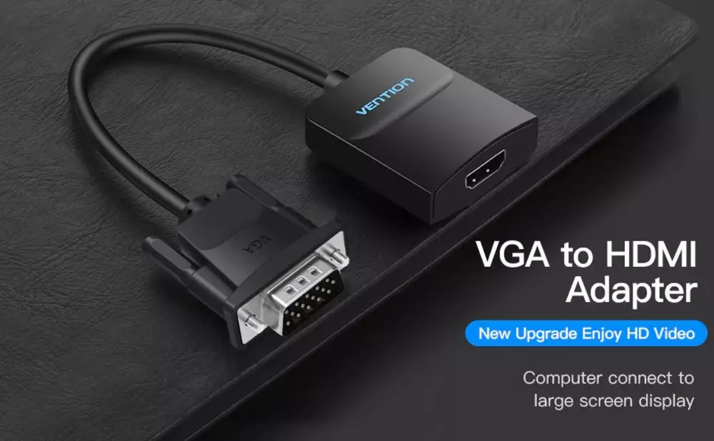 Adaptador Vention Adapter VGA to HDMI with sound - Active converter with AUX-in and Micro USB power - ACNBB