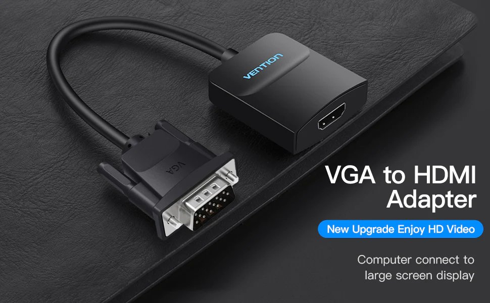 Adaptador Vention Adapter VGA to HDMI with sound - Active converter with AUX-in and Micro USB power - ACNBB
