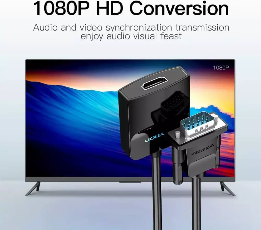 Adaptador Vention Adapter VGA to HDMI with sound - Active converter with AUX-in and Micro USB power - ACNBB