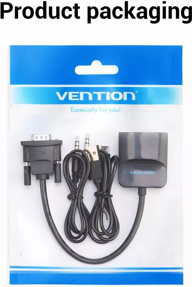 Adaptador Vention Adapter VGA to HDMI with sound - Active converter with AUX-in and Micro USB power - ACNBB