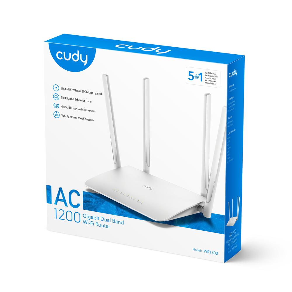Безжичен рутер CUDY WR1300 AC1200 Dual Band Wi-Fi Router
