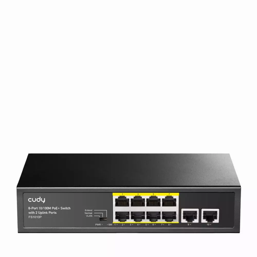 Cudy FS1010P, 8 Port, 10/100, PoE+ Switch 150W, 2 x Uplink Ports