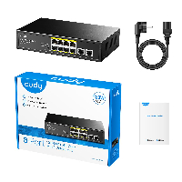 Суич Cudy FS1010P, 8 портов, 10/100, PoE+ Switch 150W, 2 x Uplink порта