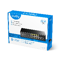 Суич Cudy FS1010P, 8 портов, 10/100, PoE+ Switch 150W, 2 x Uplink порта