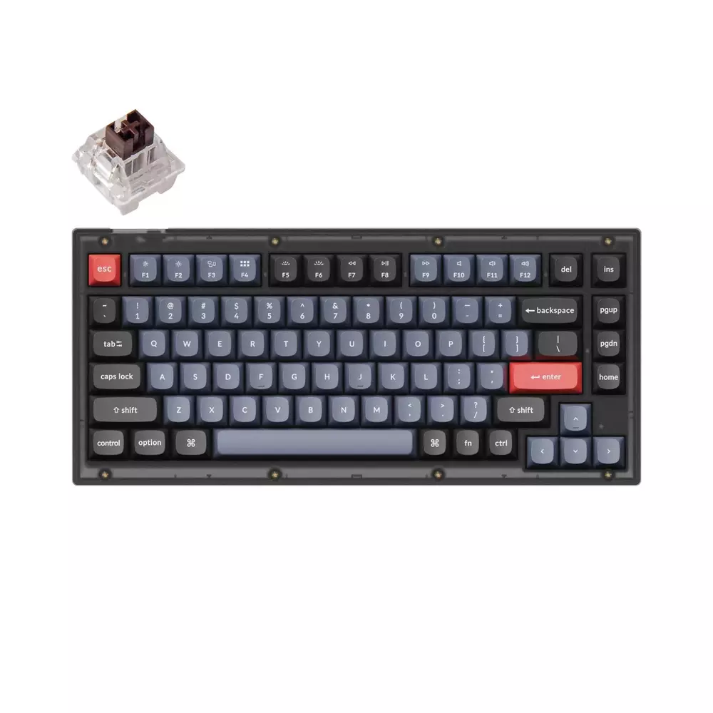 Геймърска механична клавиатура Keychron V1 QMK Frosted Black TKL Keychron K Pro Brown Switch RGB LED PBT